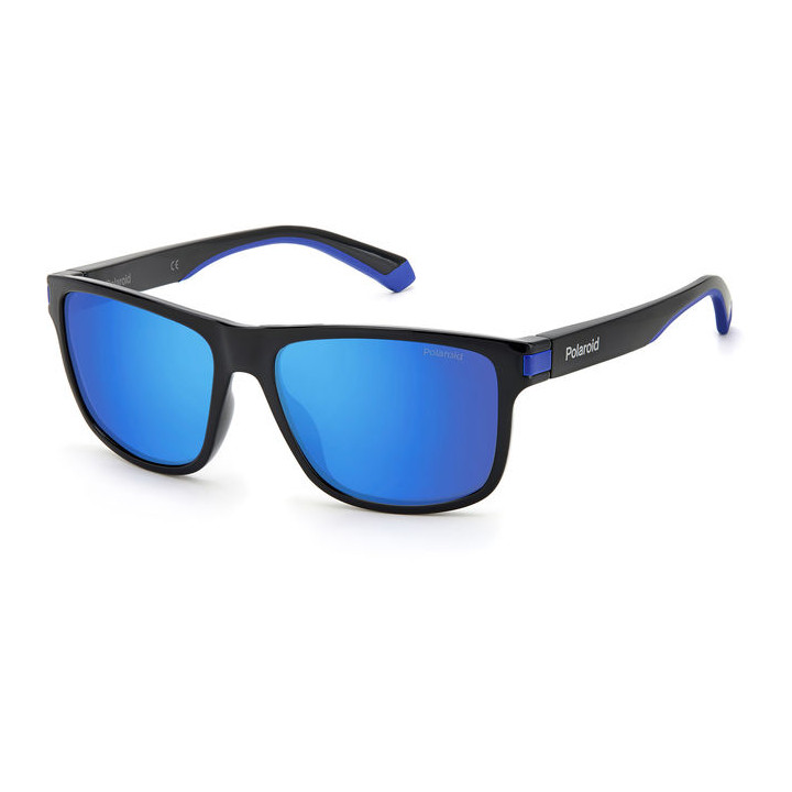 Lunettes de soleil Polaroid PLD 2123/S Black Blue / verres Blue Mirror Polarized (D51-5X)
