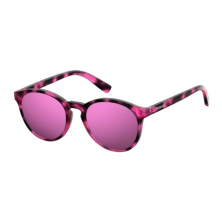 Lunettes de soleil Polaroid Kids PLD 8024/S Havana Fuchsia / verres Grey Pink Mirror Polarized (C4B-AI)