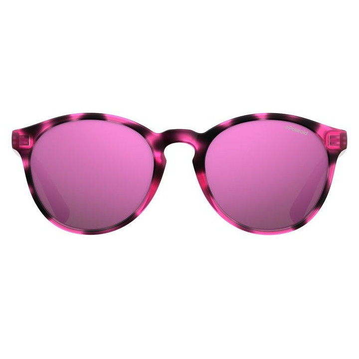 Lunettes de soleil Polaroid Kids PLD 8024/S Havana Fuchsia / verres Grey Pink Mirror Polarized (C4B-AI)