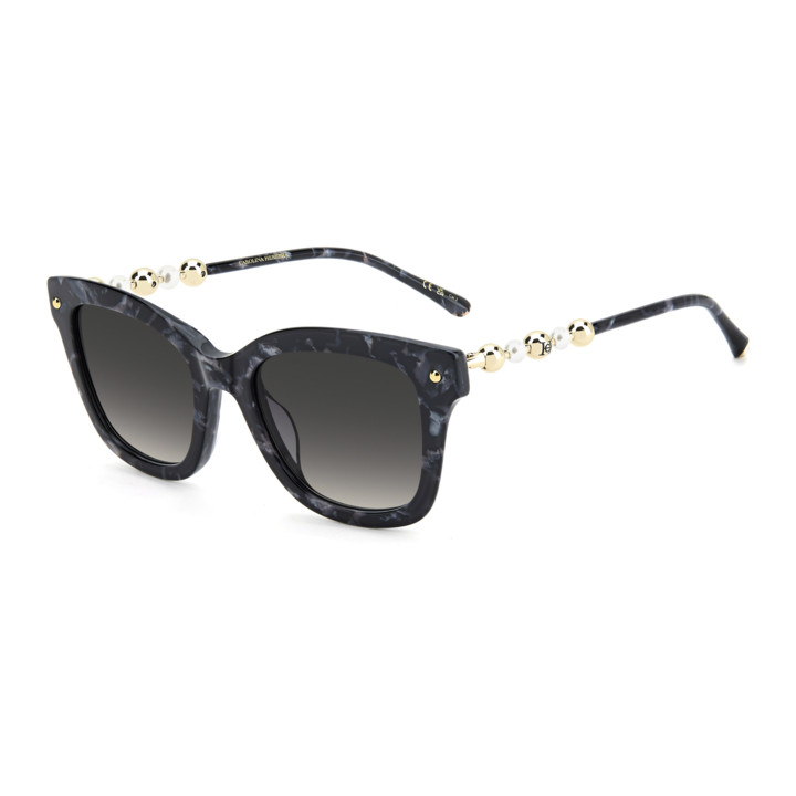 Lunettes de soleil Carolina Herrera HER 0407/G/S Black Marble / verres Dark Grey Shaded (GBY-9O)